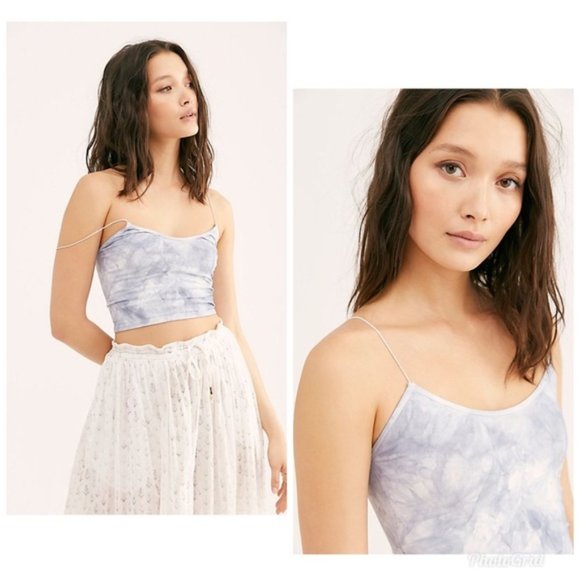 Free People Tops - Free People Brami Washed Blue Grey Tie Dye Tank